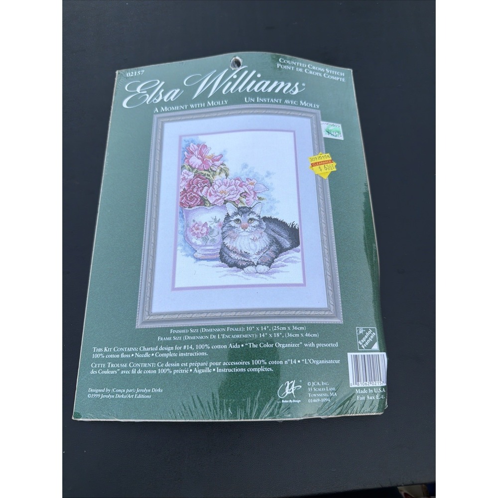 Elsa Williams Cat A Moment w/ Molly 02157 Counted Cross Stitch 10"x14" 1999  NIP